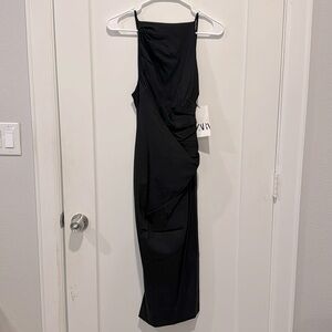 BNWT Zara Black Halter Midi Dress
